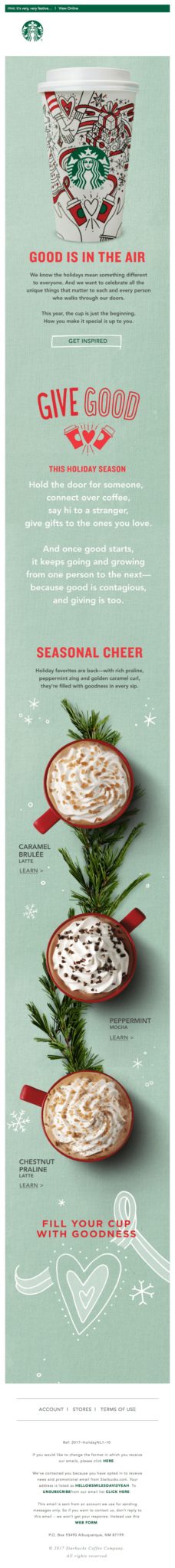 Starbucks holiday newsletter