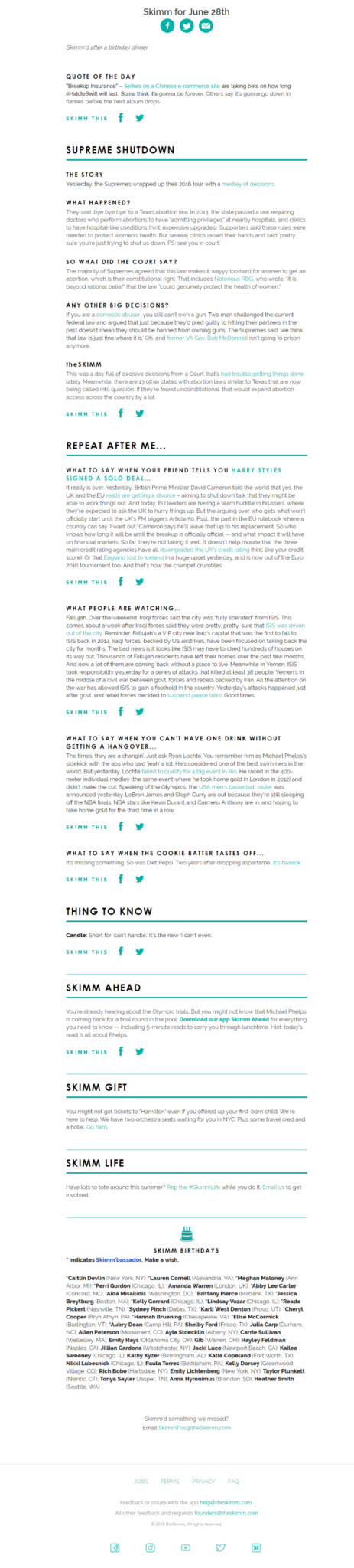 The Skimm newsletter