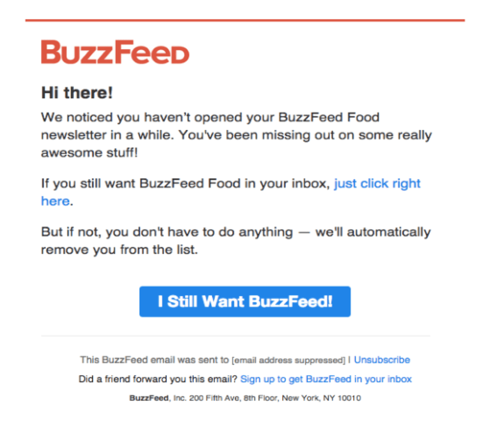 Buzzfeed reengagement email example