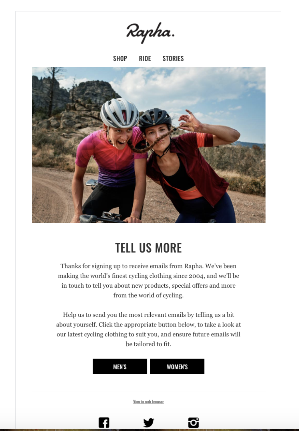 Welcome to Rapha email