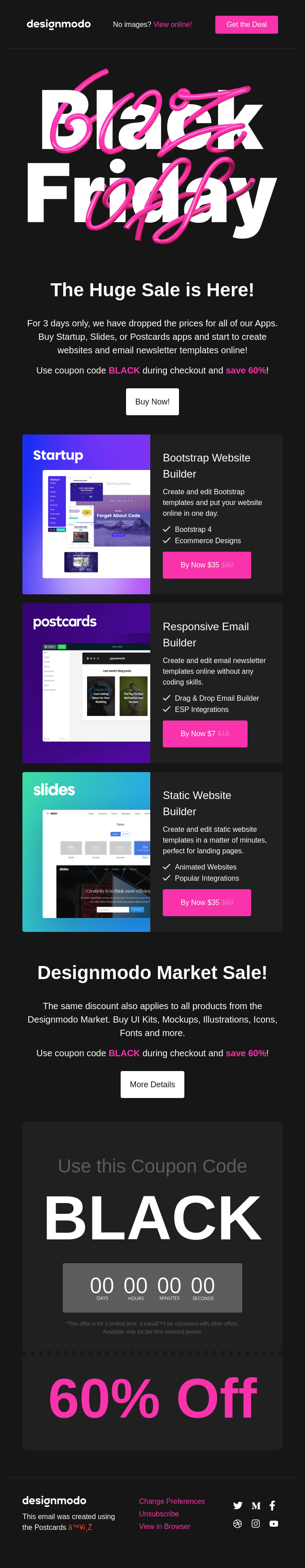 Black Friday email designed for Dark Mode