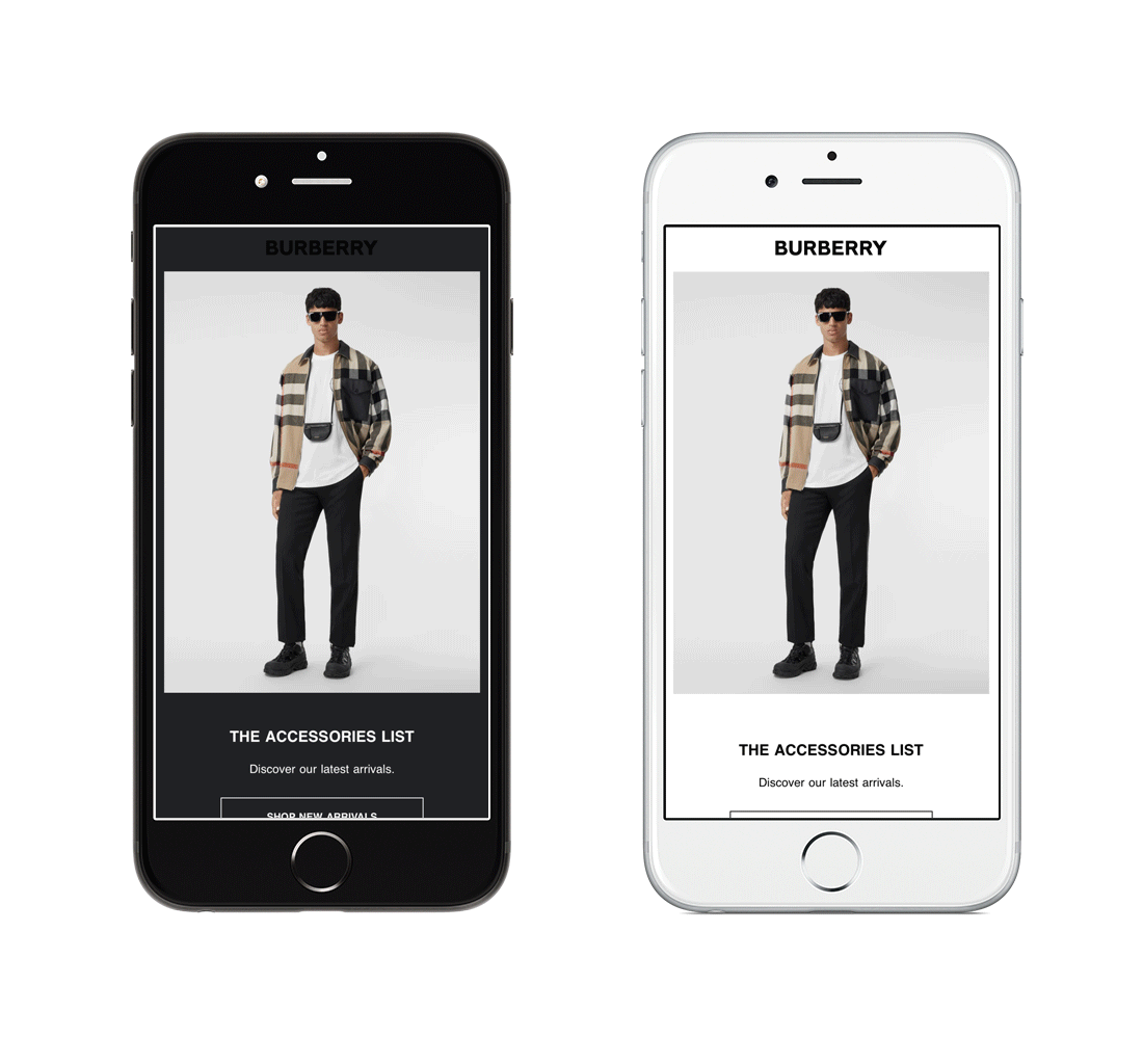 Burberry dark mode email design
