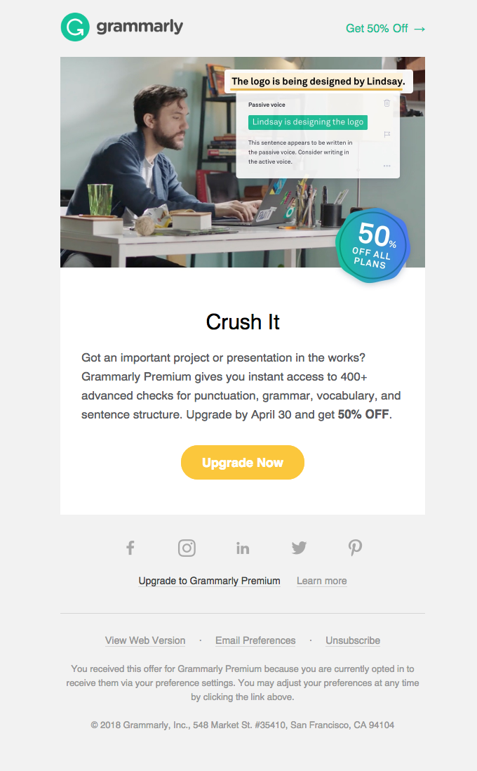 grammarly reengagement email