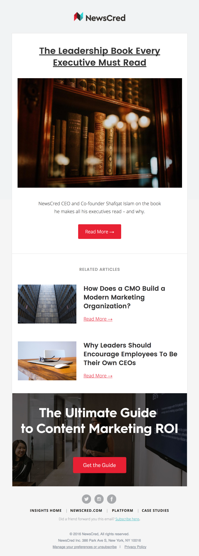 NewsCred executive email newsletter content