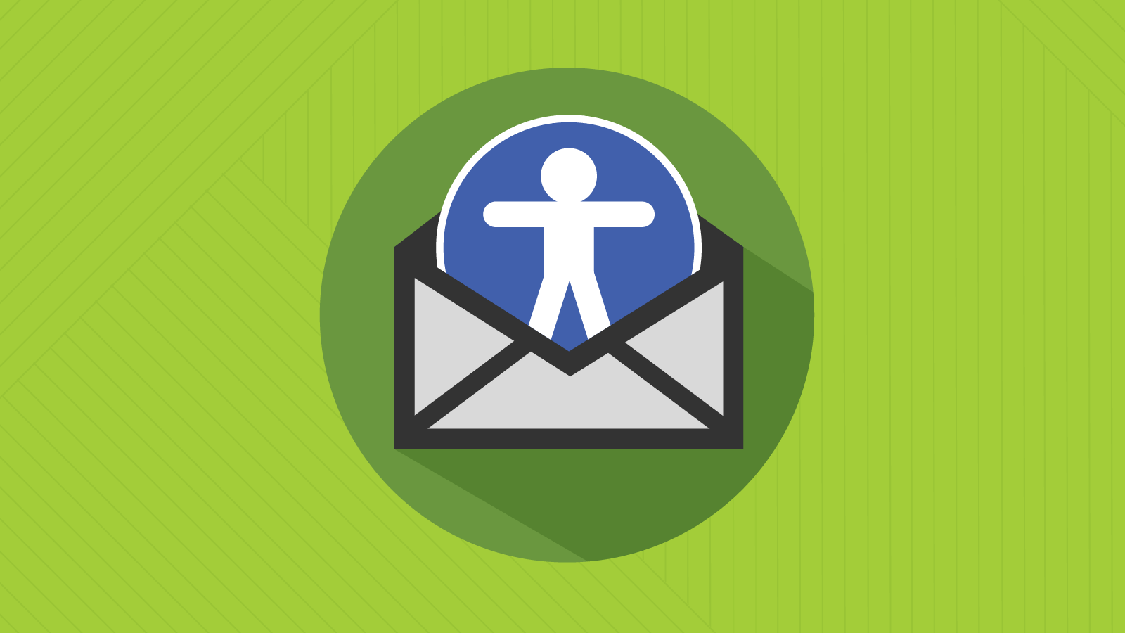 accessibility icon emerges from an email envelope