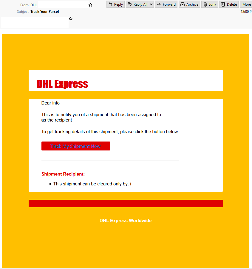 DHL email spoofing example