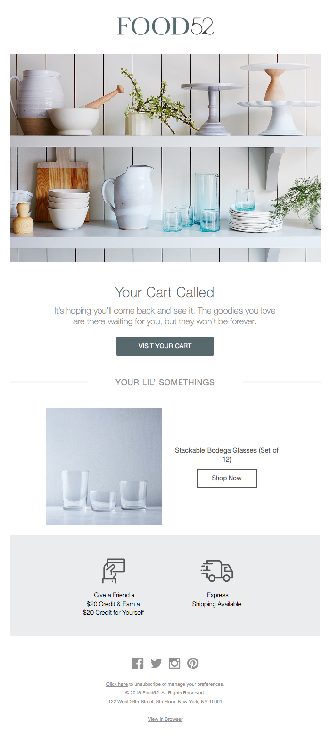 Food52 your cart called email