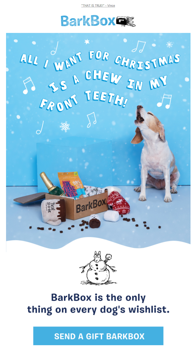 Barkbox accessible holiday email