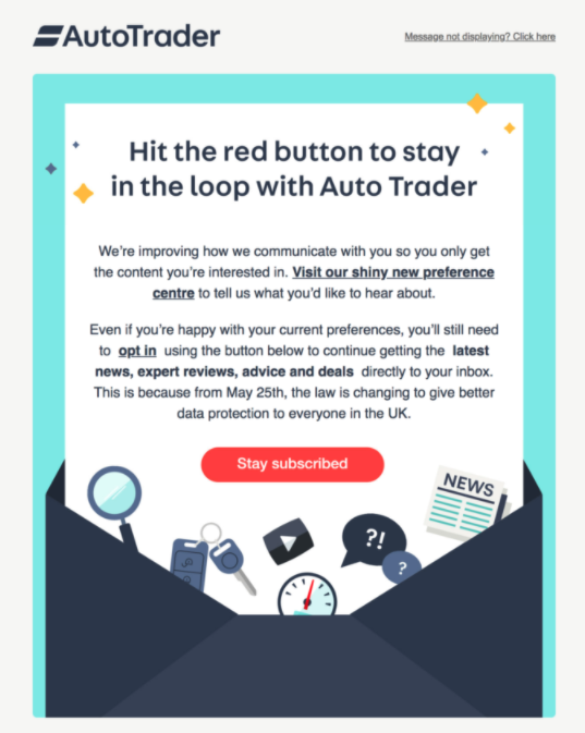 Opt-in email design from AutoTrader