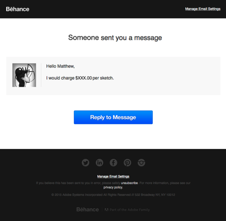 Behance notification email