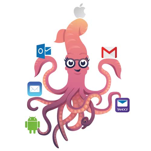 Foundation squid logo with email icons