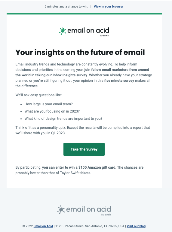 HTML email with a minimalist design approach