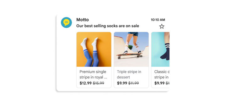 Product carousel in Gmail Promotions tab