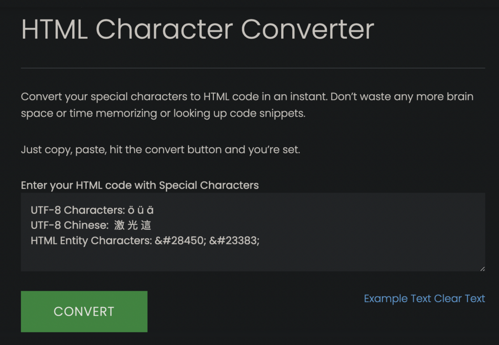 Email on acid character converter