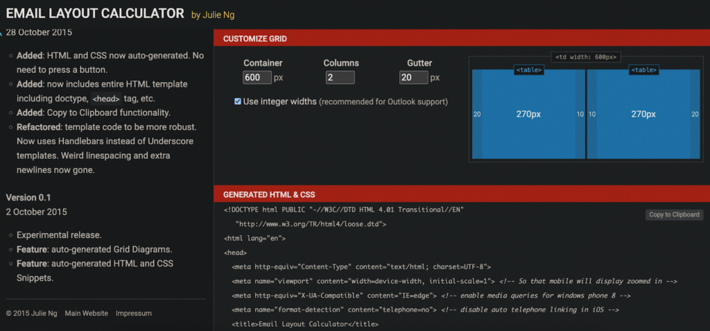 email layout calculator