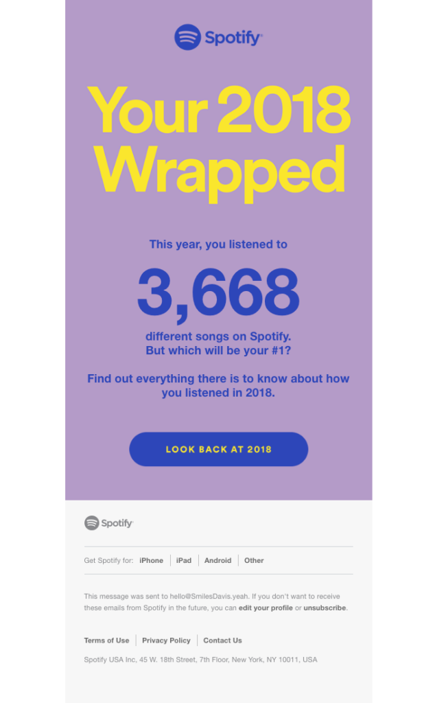 Personalized Spotify Wrapped email