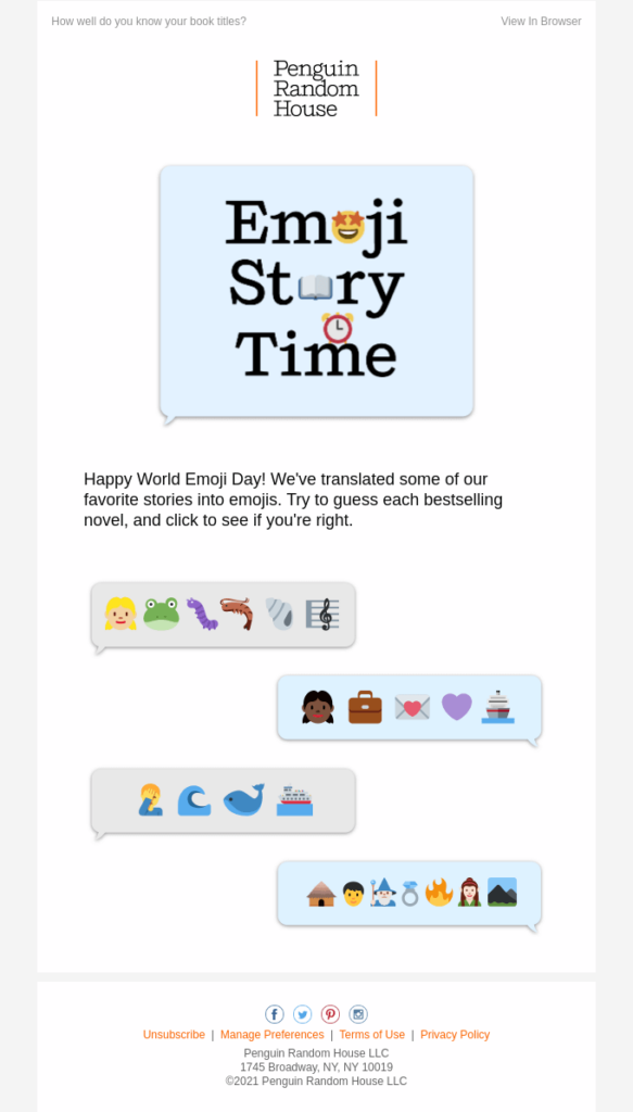 Book publisher email with emojis